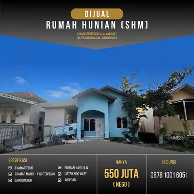 Dijual Rumah Siap Huni Lokasi Strategis Kota Banjarmasin