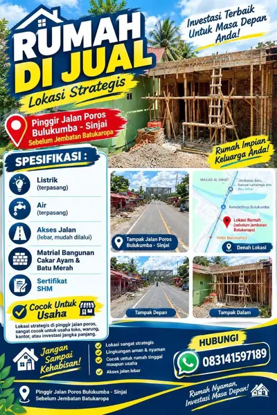 Ruko 2 lantai di pinggir jalan,poros Bulukumba Sinjai