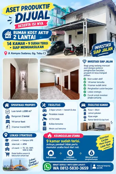 Dijual Rumah Kost 14 Pintu Dipontianak